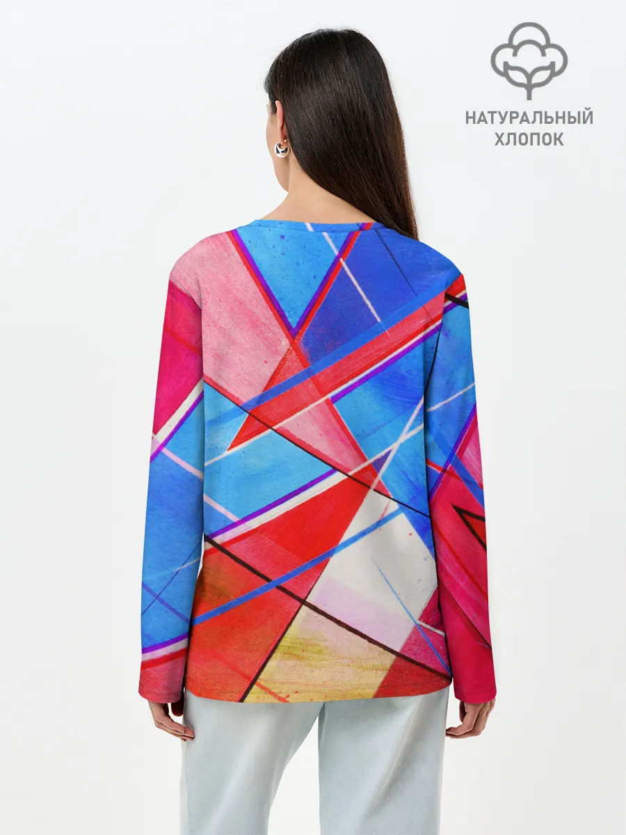 Лонгслив женский. Хлопок / Абстрактные Фигуры