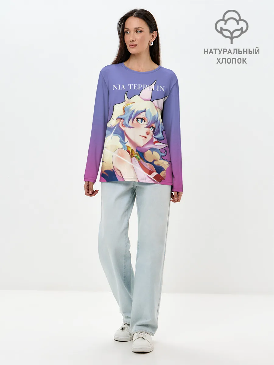 Лонгслив женский. Хлопок / Nia Gurren Lagann