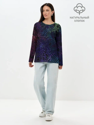 Лонгслив женский. Хлопок / Настроение узоры