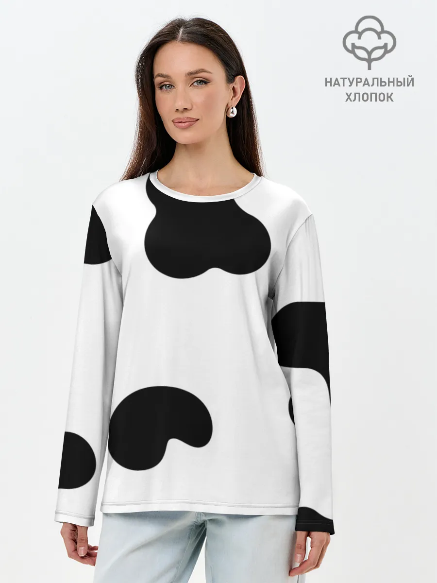 Лонгслив женский. Хлопок / Cow print
