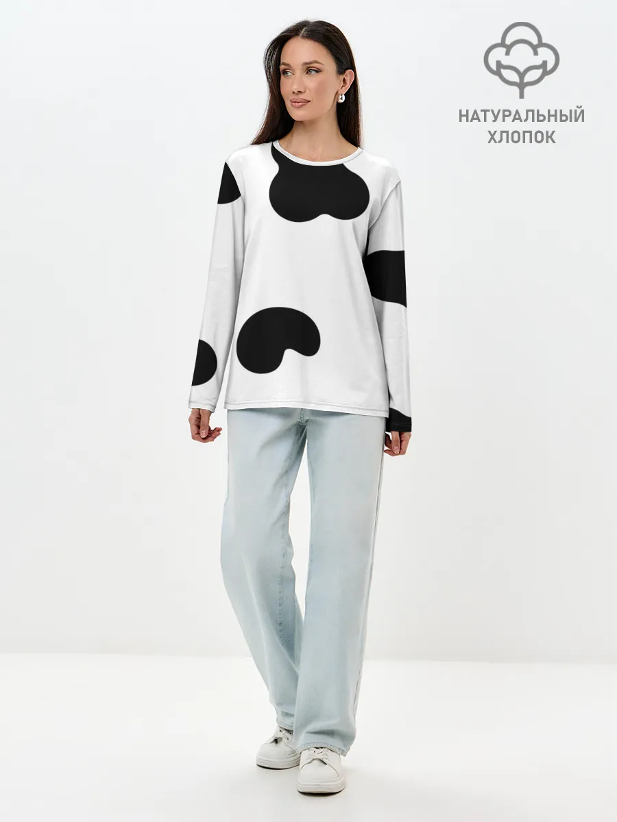 Лонгслив женский. Хлопок / Cow print