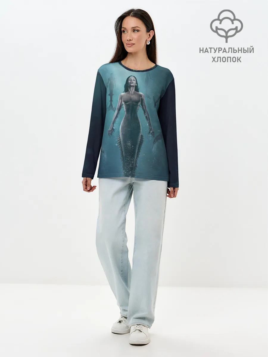 Лонгслив женский. Хлопок / Русалка