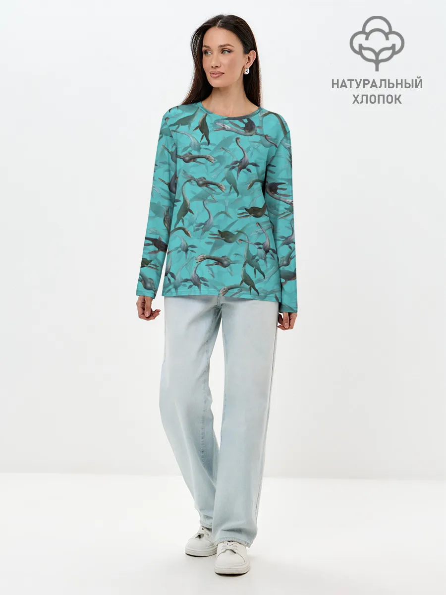 Лонгслив женский. Хлопок / Лохнесский камуфляж