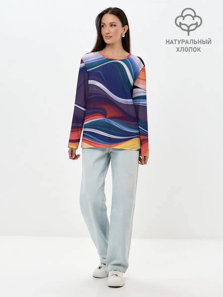 Лонгслив женский. Хлопок / Colored lines