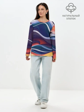 Лонгслив женский. Хлопок / Colored lines