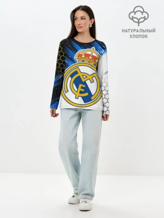 Лонгслив женский. Хлопок / РЕАЛ МАДРИД / НЕОН / NEON