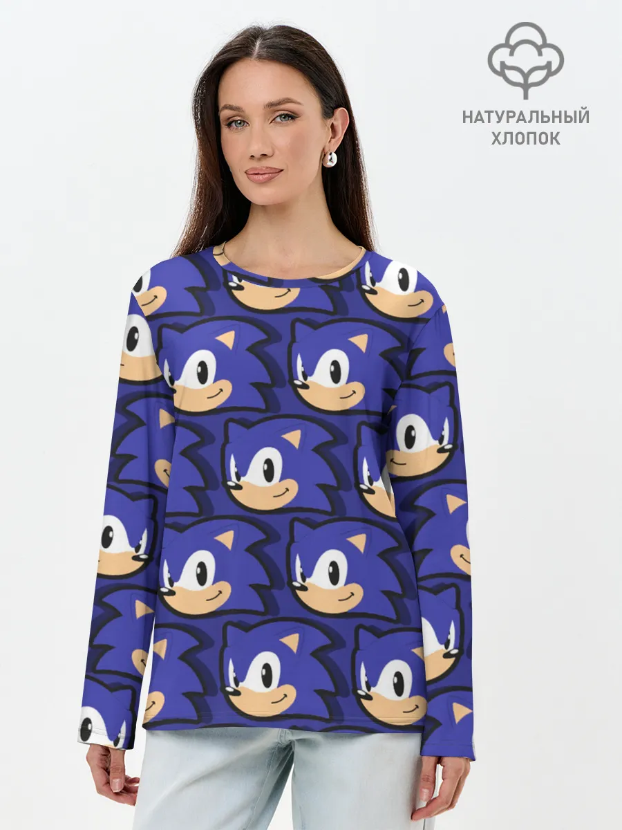 Лонгслив женский. Хлопок / Sonic pattern