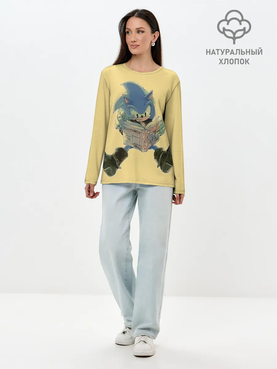 Лонгслив женский. Хлопок / Соник с книжкой