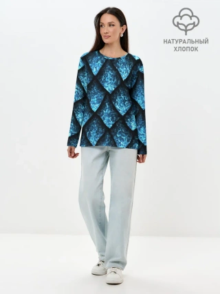 Лонгслив женский. Хлопок / Чешуя ледяного дракона