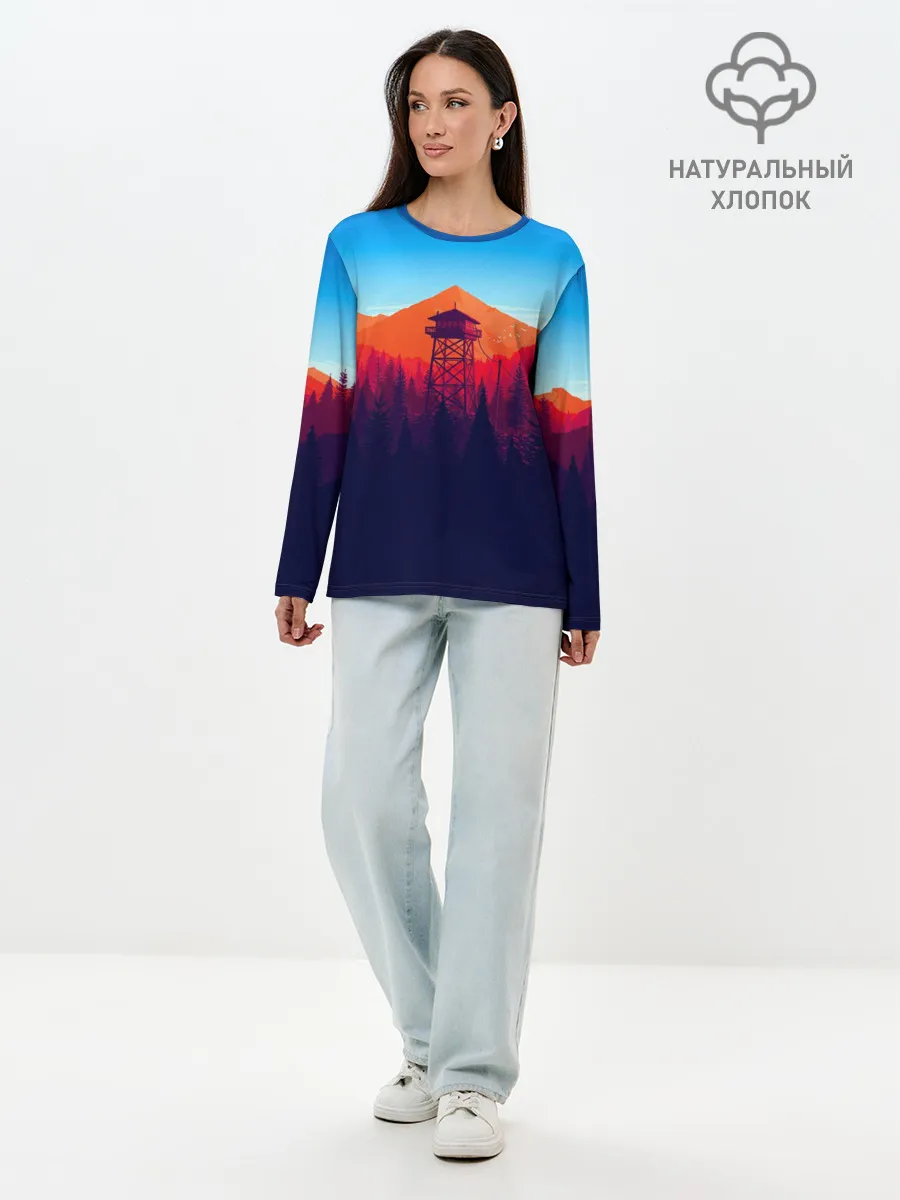 Лонгслив женский. Хлопок / Одинокая вышка