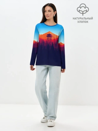 Лонгслив женский. Хлопок / Одинокая вышка