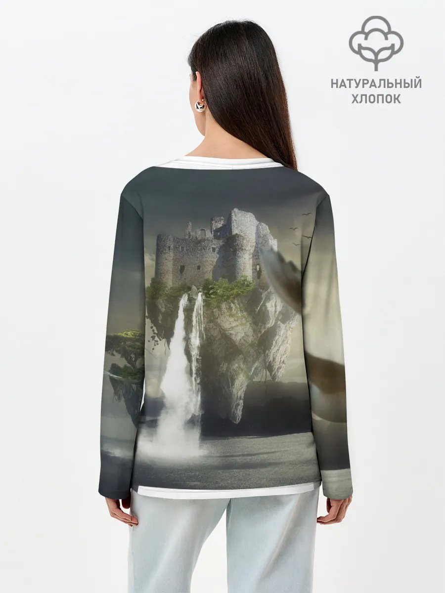 Лонгслив женский. Хлопок / Парящий замак