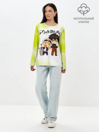 Лонгслив женский. Хлопок / Аста и Юно Чёрный клевер