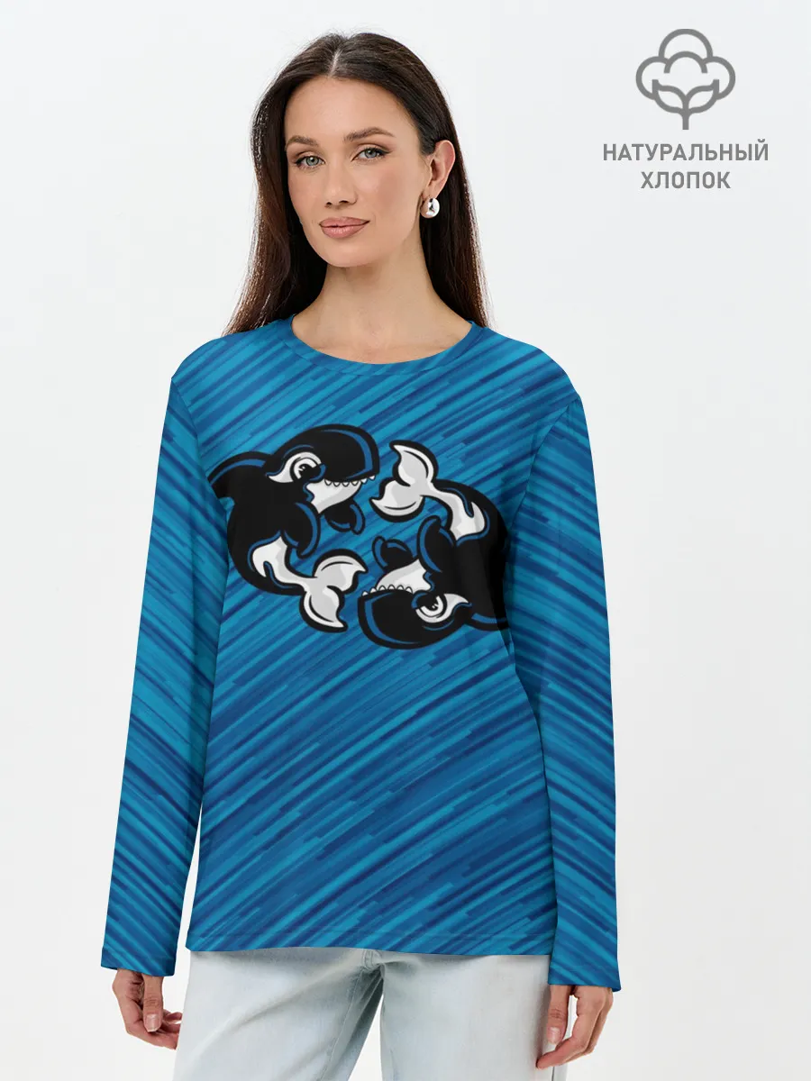 Лонгслив женский. Хлопок / Две косатки