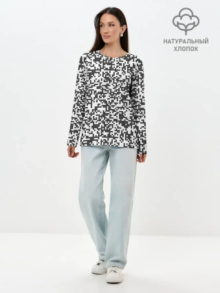 Лонгслив женский. Хлопок / Пиксельный Узор