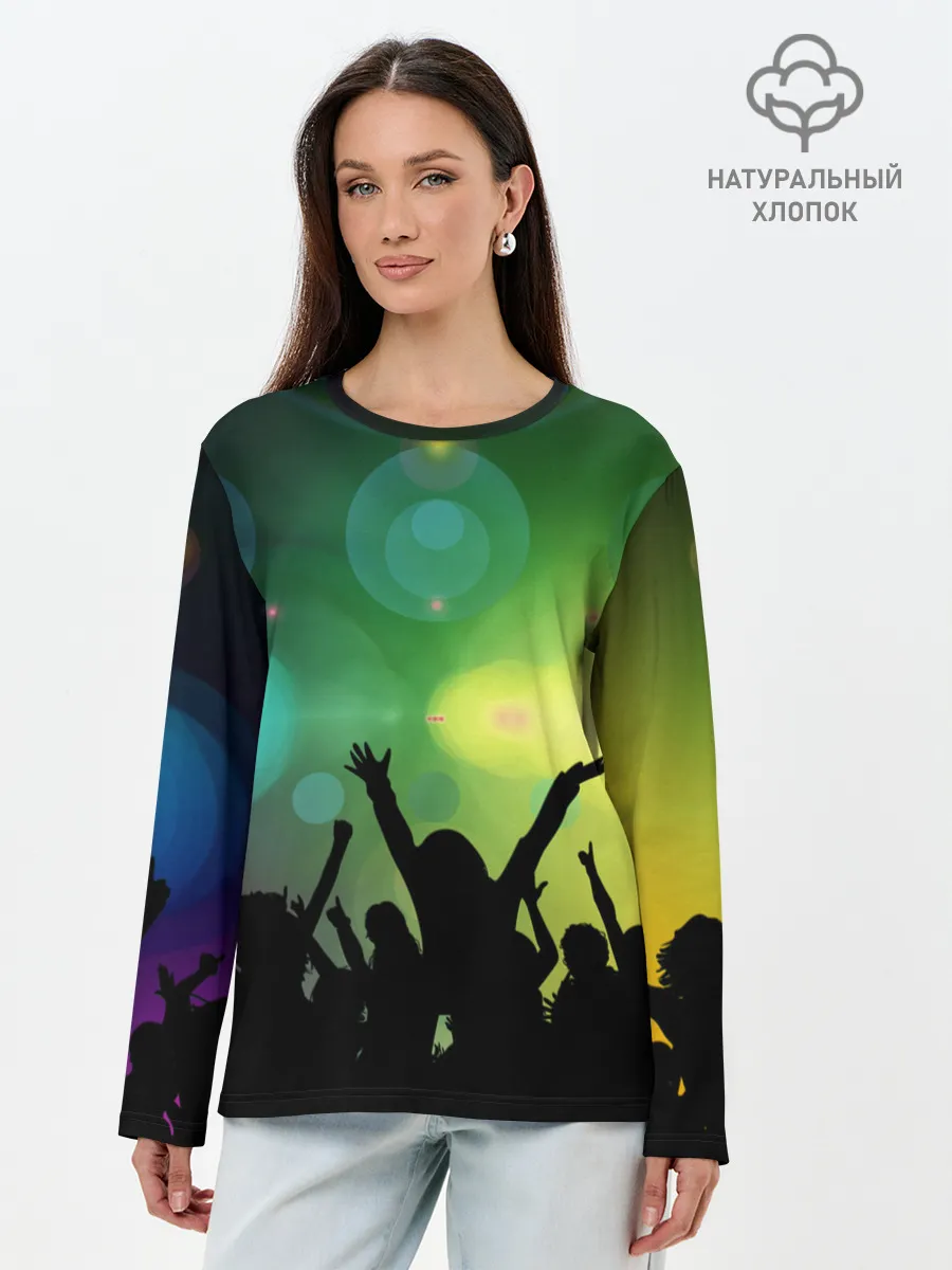 Лонгслив женский. Хлопок / Неоновая Вечеринка