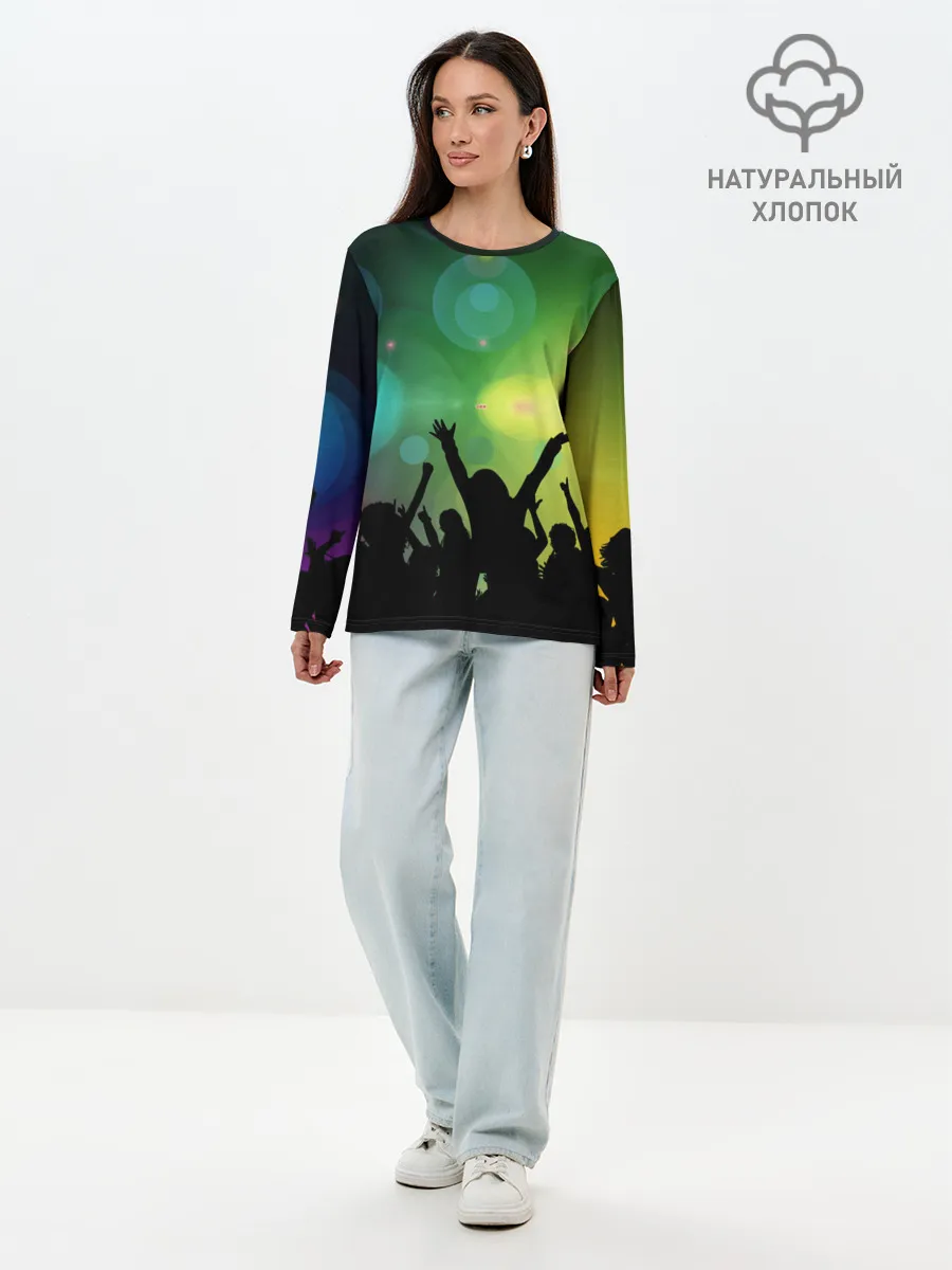 Лонгслив женский. Хлопок / Неоновая Вечеринка