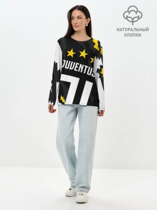 Лонгслив женский. Хлопок / JUVENTUS / ЮВЕНТУС / ПОРЕЗЫ