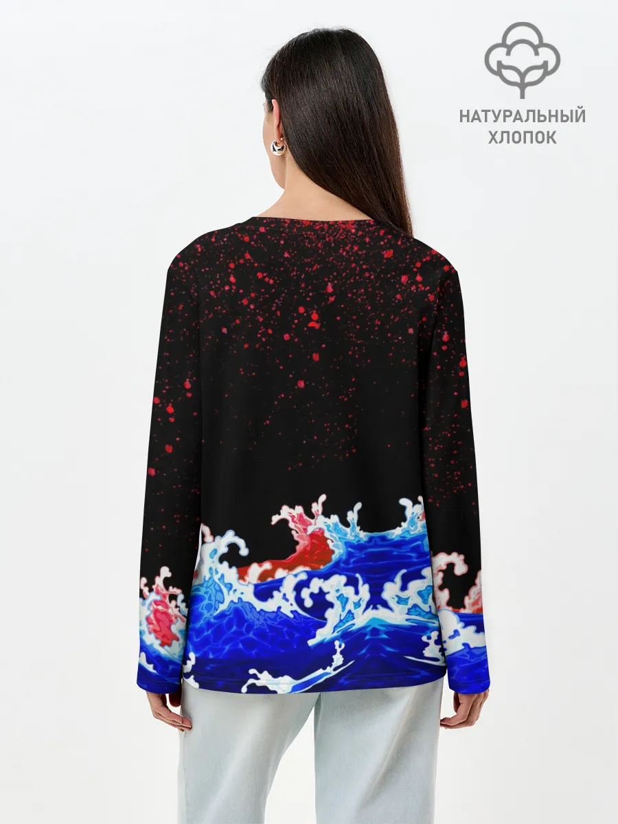 Лонгслив женский. Хлопок / Кровавый Кракен Монстр