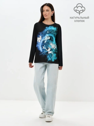 Лонгслив женский. Хлопок / Соник сквозь кольцо