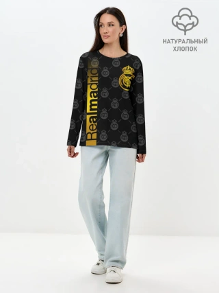 Лонгслив женский. Хлопок / РЕАЛ МАДРИД / GOLD / ЗОЛОТО