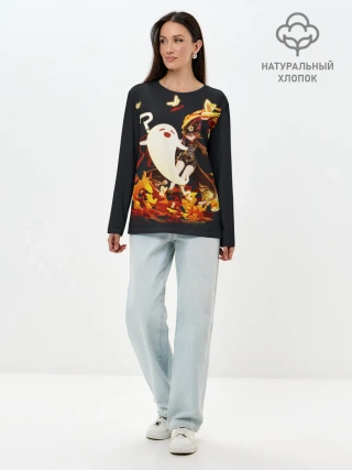 Лонгслив женский. Хлопок / GENSHIN IMPACT / HU TAO