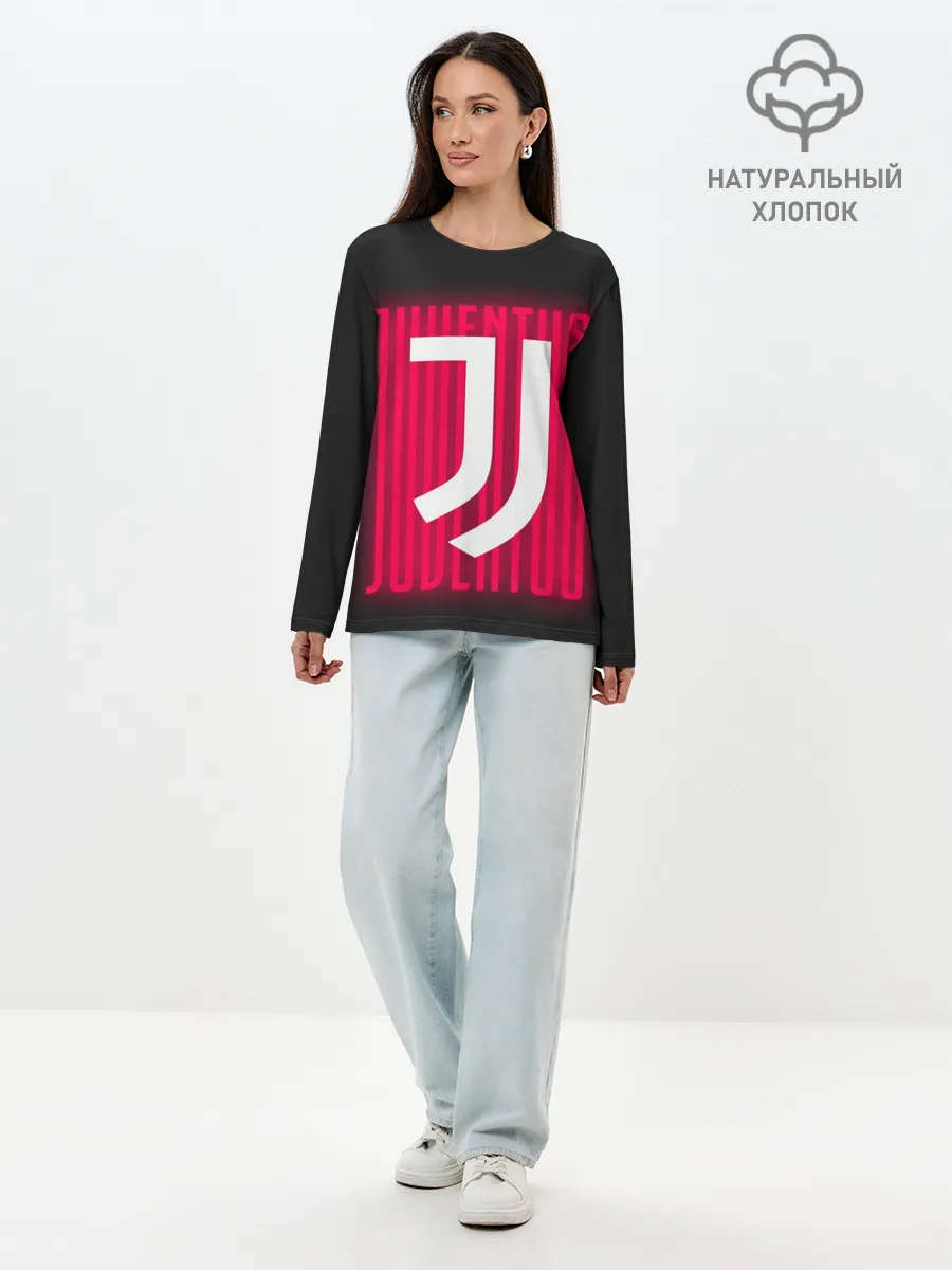 Лонгслив женский. Хлопок / JUVENTUS / ЮВЕНТУС / НЕОН