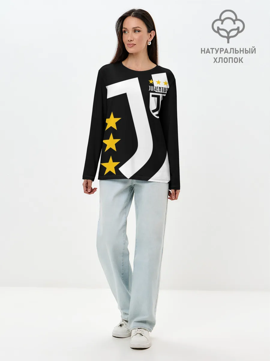 Лонгслив женский. Хлопок / JUVENTUS / ЮВЕНТУС / ЗВЕЗДЫ