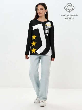 Лонгслив женский. Хлопок / JUVENTUS / ЮВЕНТУС / ЗВЕЗДЫ