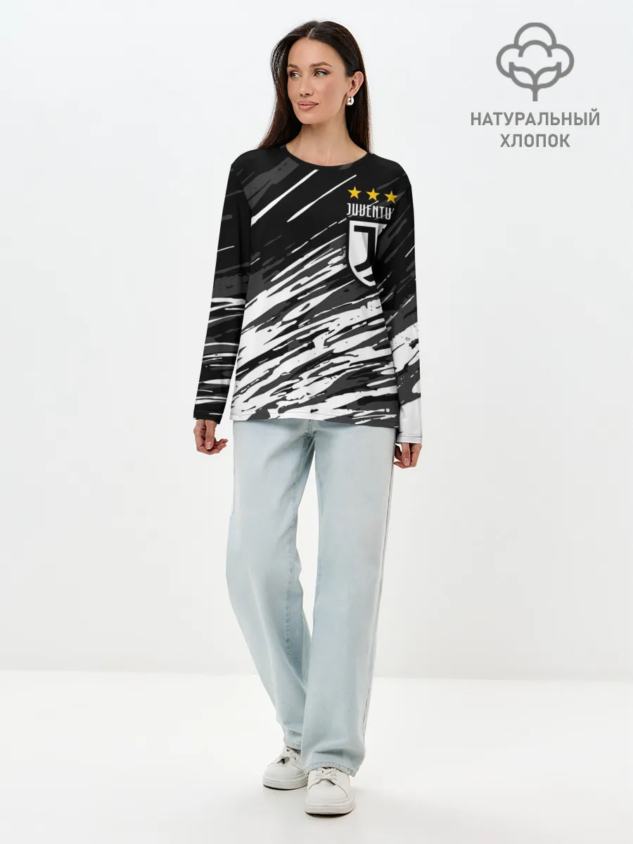 Лонгслив женский. Хлопок / JUVENTUS / ЮВЕНТУС / БРЫЗГИ