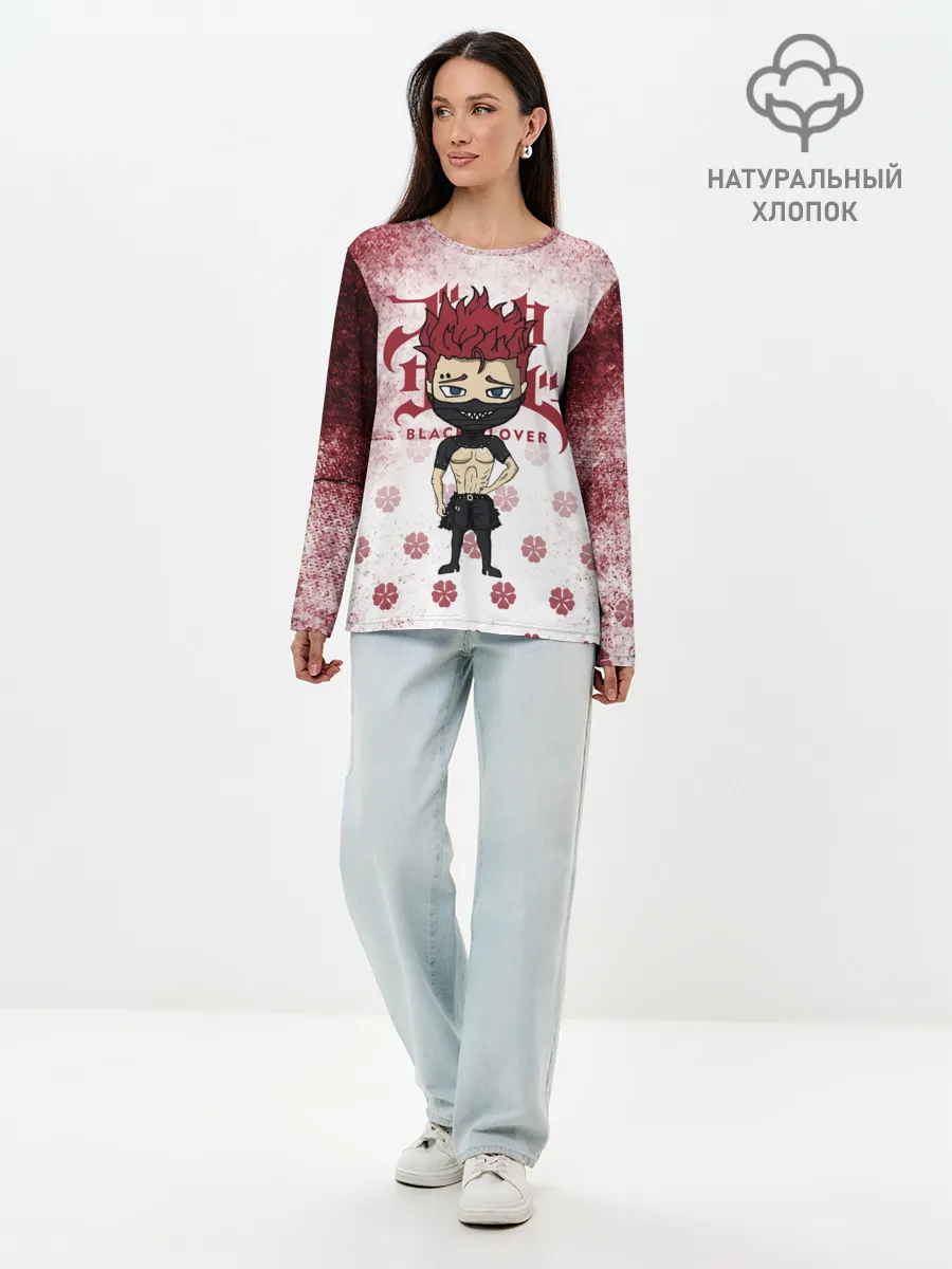 Лонгслив женский. Хлопок / Зора Идеаре Чёрный клевер