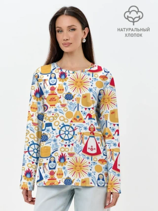 Лонгслив женский. Хлопок / Славянская символика