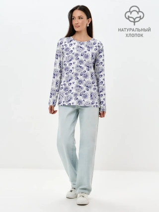 Лонгслив женский. Хлопок / Узор