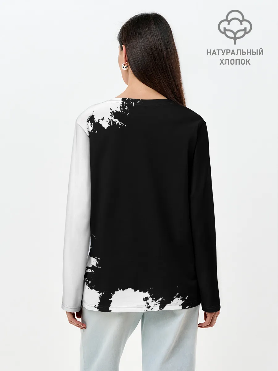 Лонгслив женский. Хлопок / Чёрный клевер Аста и демон Либе