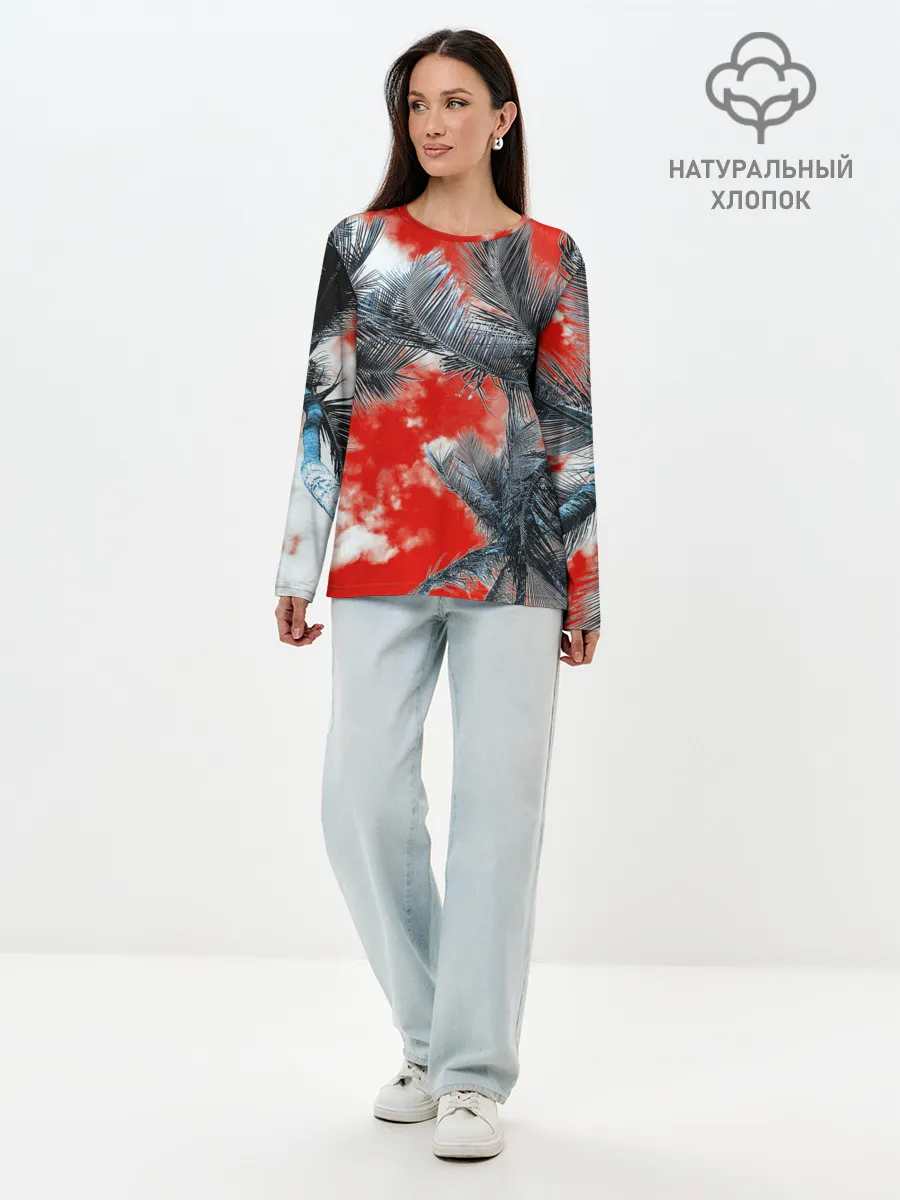 Лонгслив женский. Хлопок / Tropics Inverted