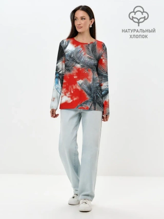 Лонгслив женский. Хлопок / Tropics Inverted