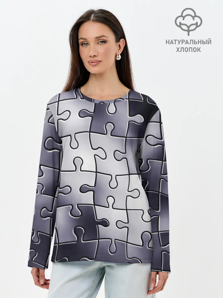 Лонгслив женский. Хлопок / Пазлы