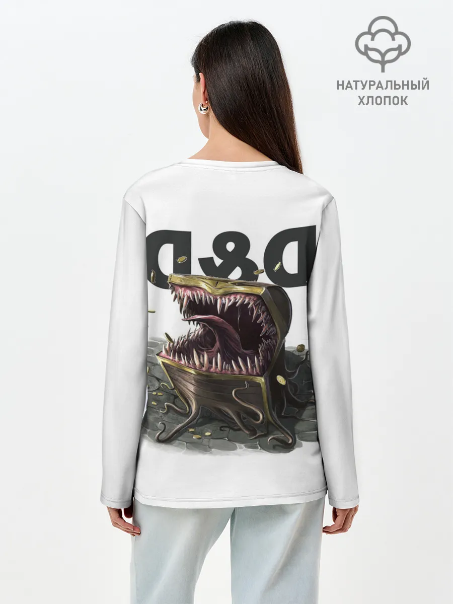 Лонгслив женский. Хлопок / D&D | Мимик-сундук | ДнД
