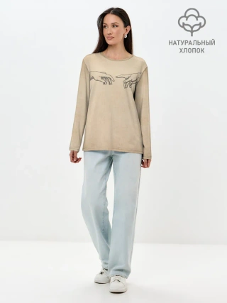 Лонгслив женский. Хлопок / Сотворение Адама | Гранж