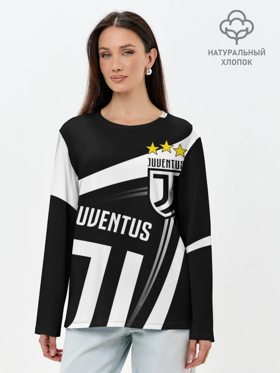 Лонгслив женский. Хлопок / JUVENTUS / ЮВЕНТУС / ПОЛОСЫ