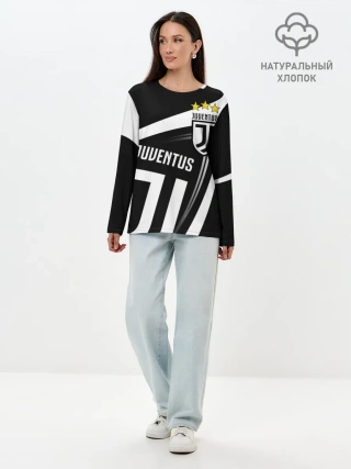 Лонгслив женский. Хлопок / JUVENTUS / ЮВЕНТУС / ПОЛОСЫ