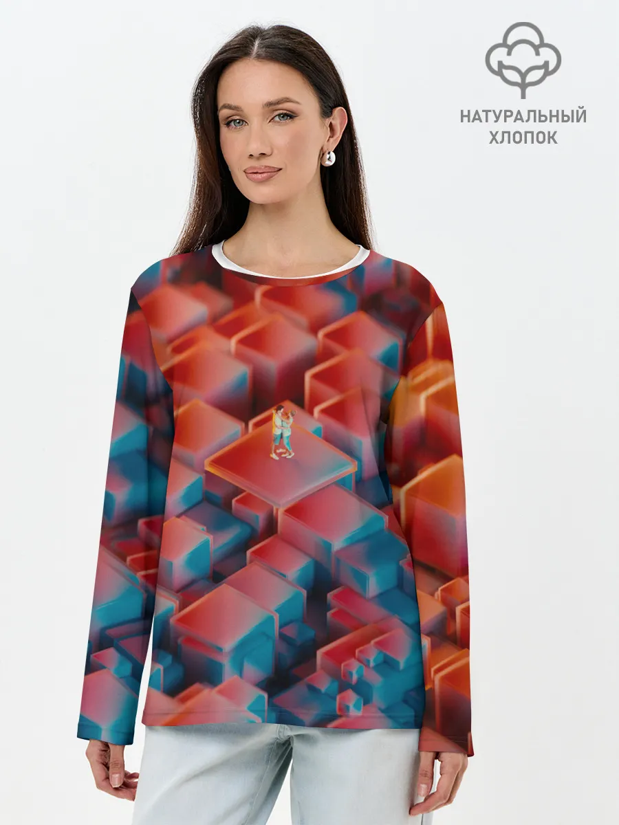 Лонгслив женский. Хлопок / Неоновая пара