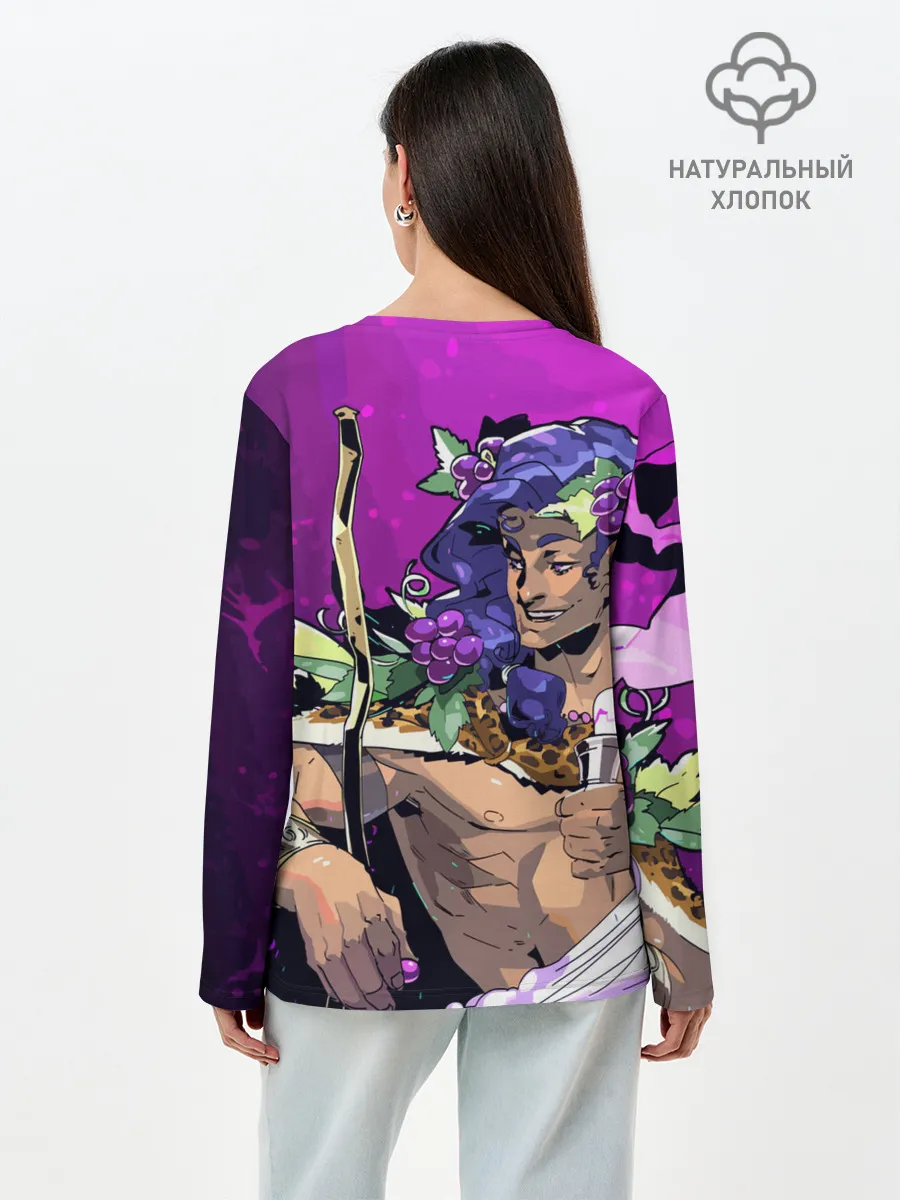 Лонгслив женский. Хлопок / Бог виноделия Дионис