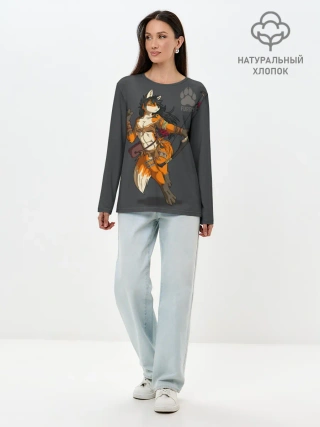 Лонгслив женский. Хлопок / Furry fox