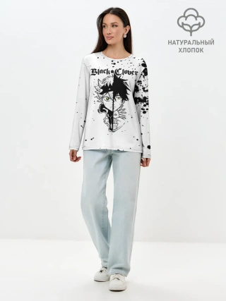 Лонгслив женский. Хлопок / Аста | Юно Чёрный клевер