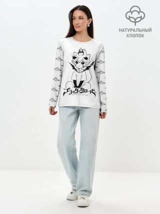 Лонгслив женский. Хлопок / Черный демон Аста и Неро