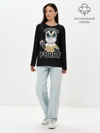 Лонгслив женский. Хлопок / Furry wolf