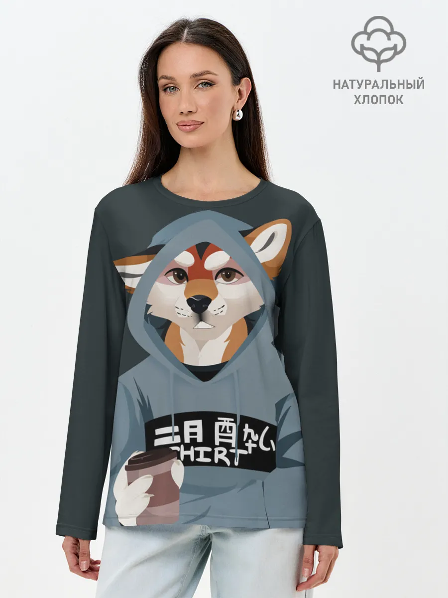 Лонгслив женский. Хлопок / Furry fox