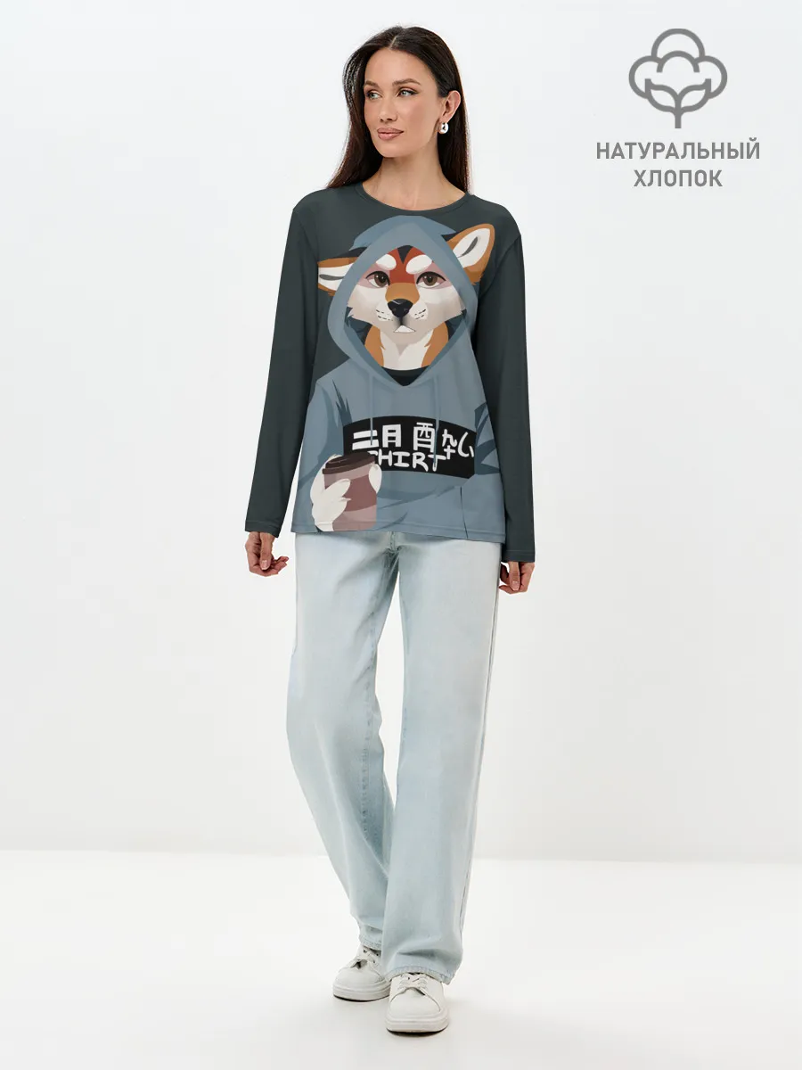 Лонгслив женский. Хлопок / Furry fox