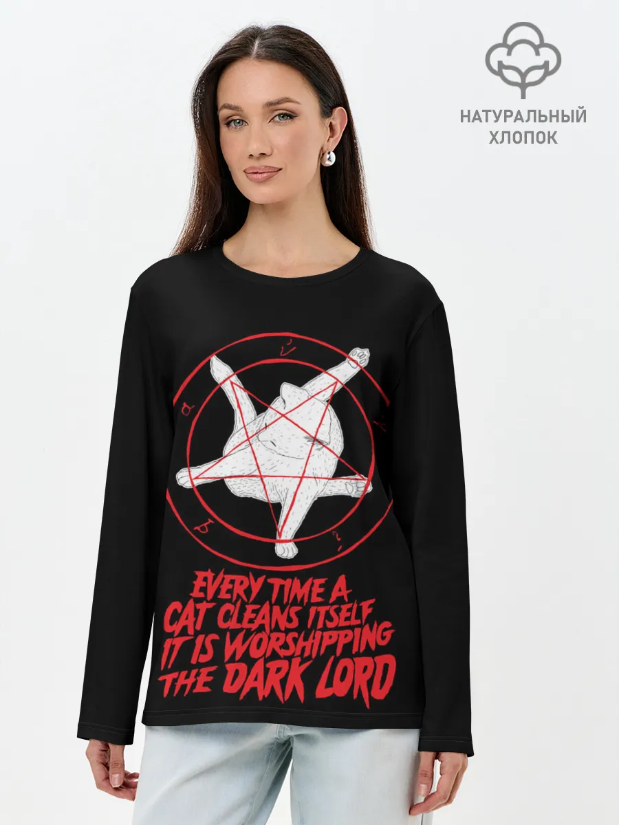 Лонгслив женский. Хлопок / КОТ САТАНЫ